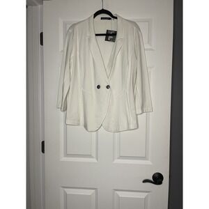 Zozo 3/4 Sleeve Two Button Cardigan Blazer Jacket Xl  ivory NWT